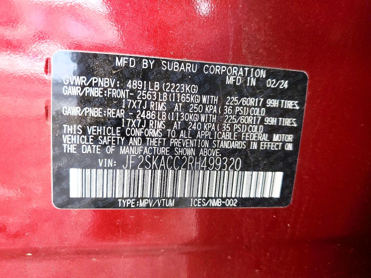 2024 SUBARU FORESTER PREMIUM photo 13
