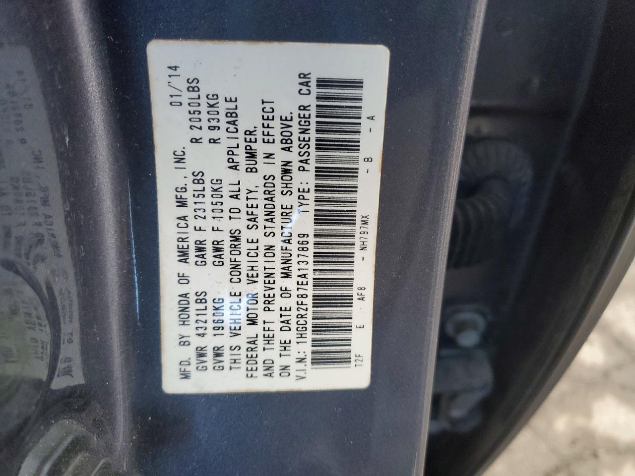 2014 HONDA ACCORD EXL photo 12