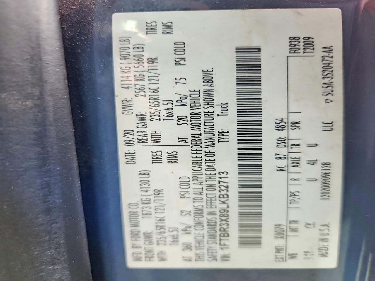 2020 FORD TRANSIT 250 DELIVERY VAN photo 13