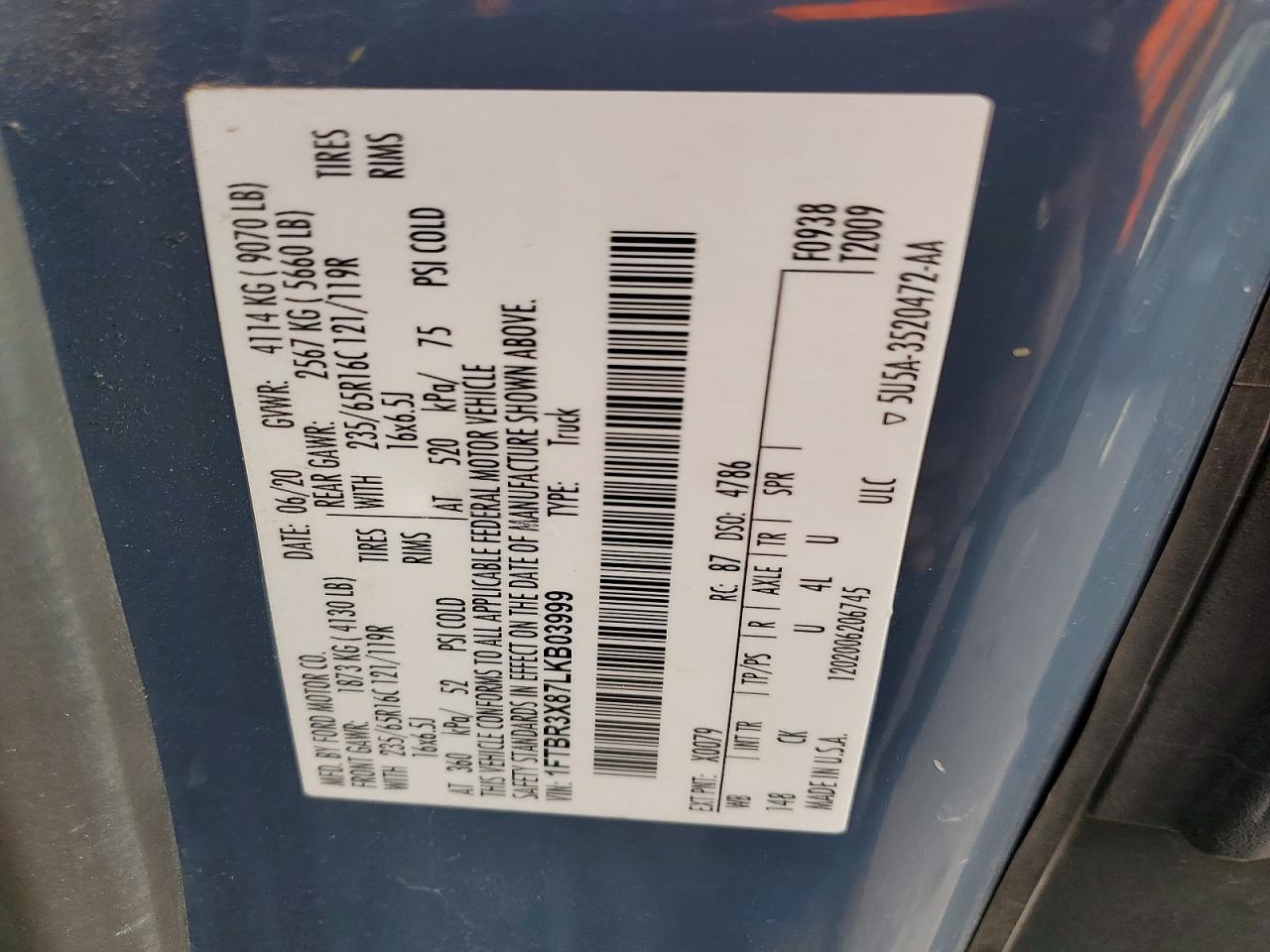 2020 FORD TRANSIT T-250 DELIVERY VAN photo 12
