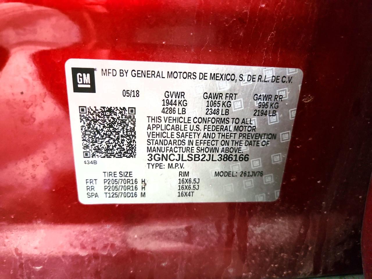 2018 CHEVROLET TRAX 1LT photo 12