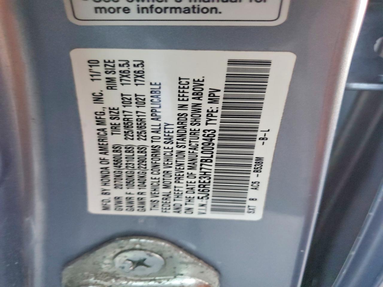 2011 HONDA CR-V EXL photo 13