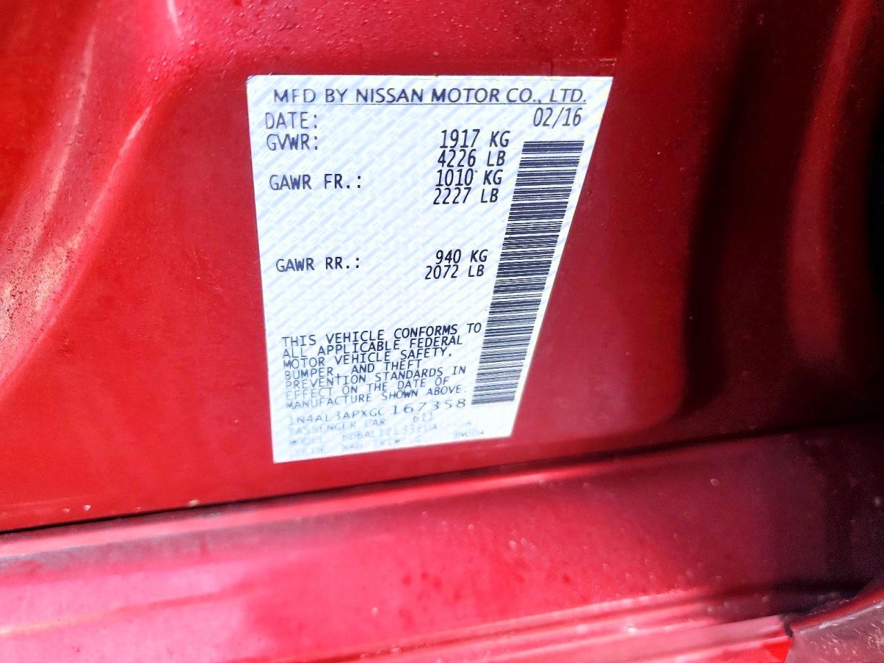 2016 NISSAN ALTIMA 2.5 photo 12