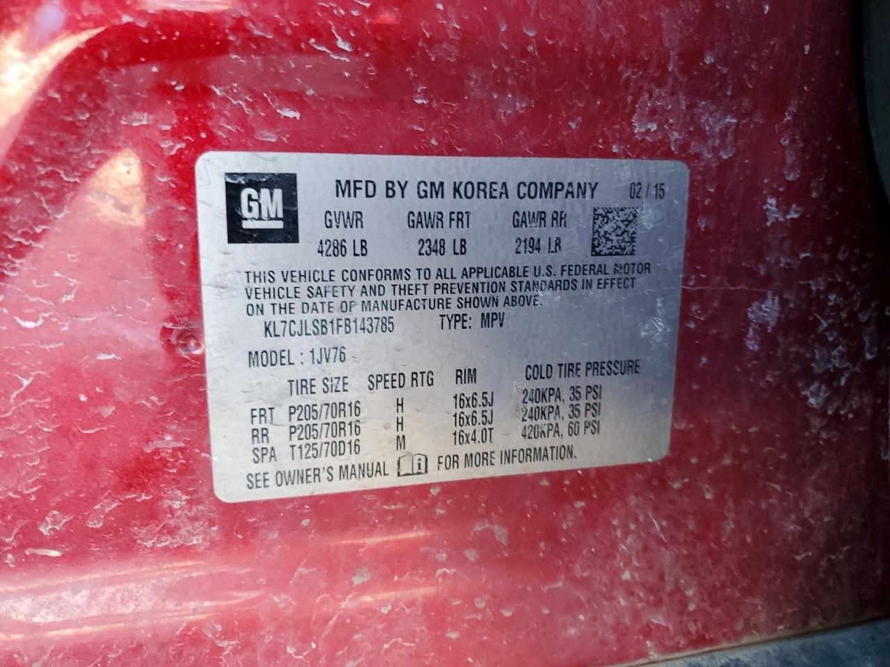 2015 CHEVROLET TRAX 1LT photo 13