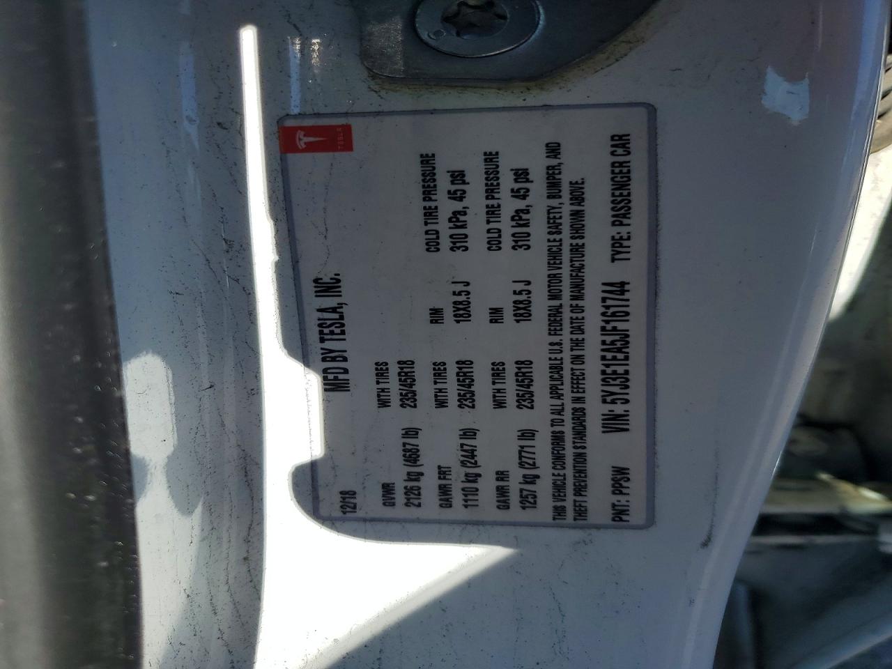 2018 TESLA MODEL 3 photo 12