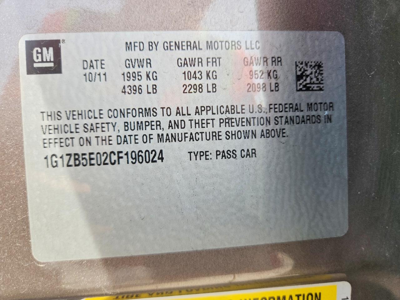 2012 CHEVROLET MALIBU LS photo 12