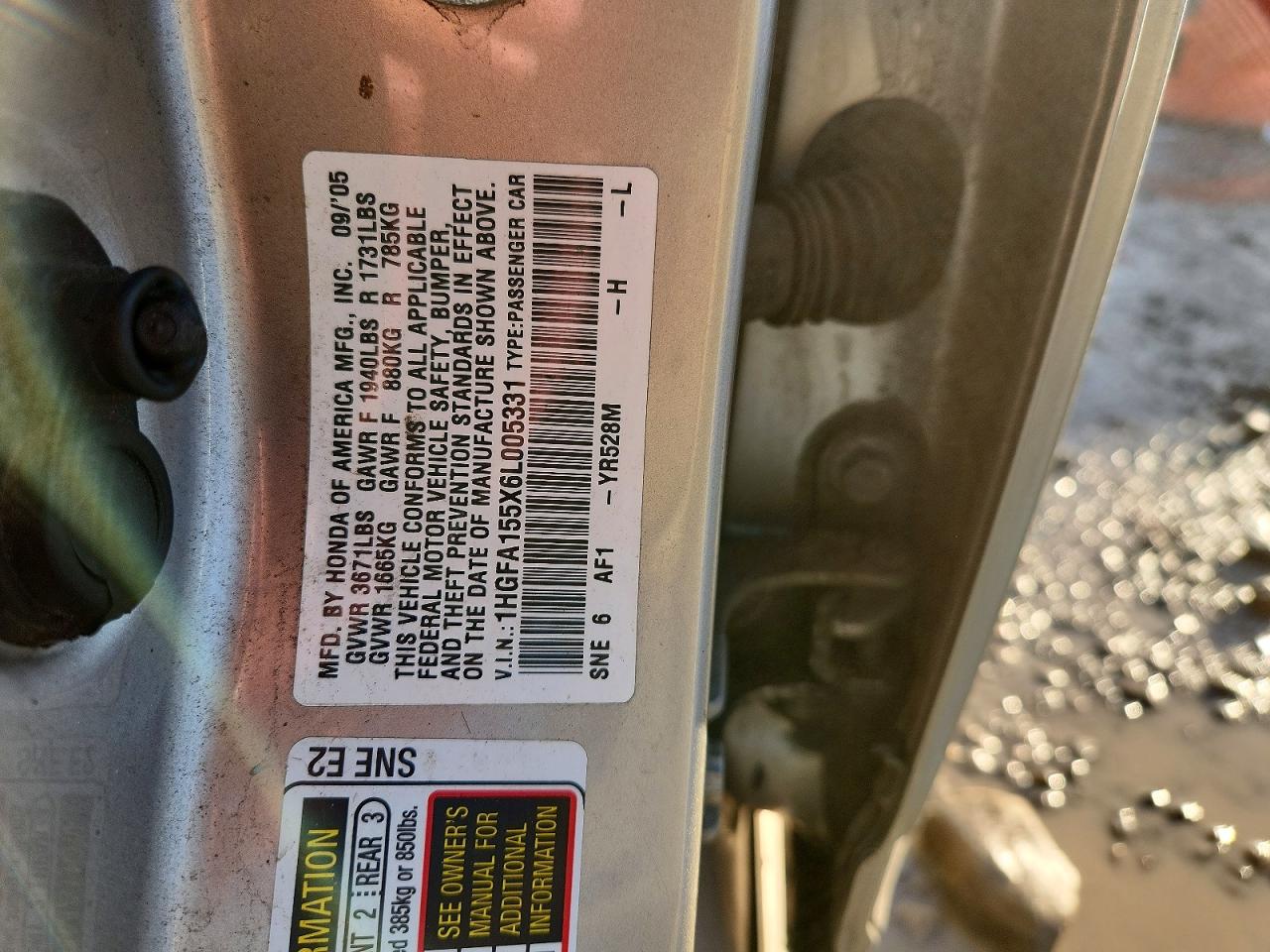 2006 HONDA CIVIC LX photo 12