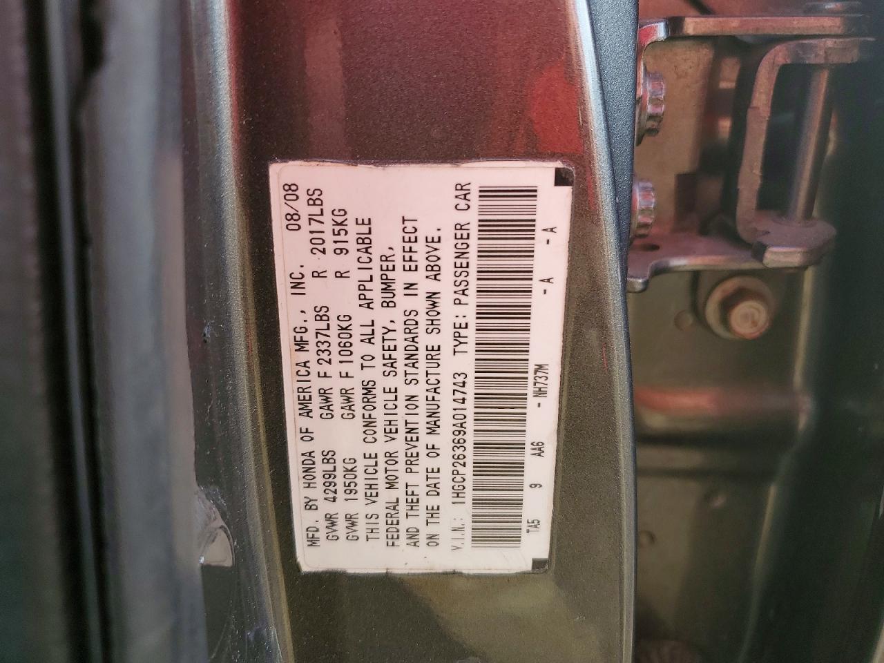 2009 HONDA ACCORD LX photo 12