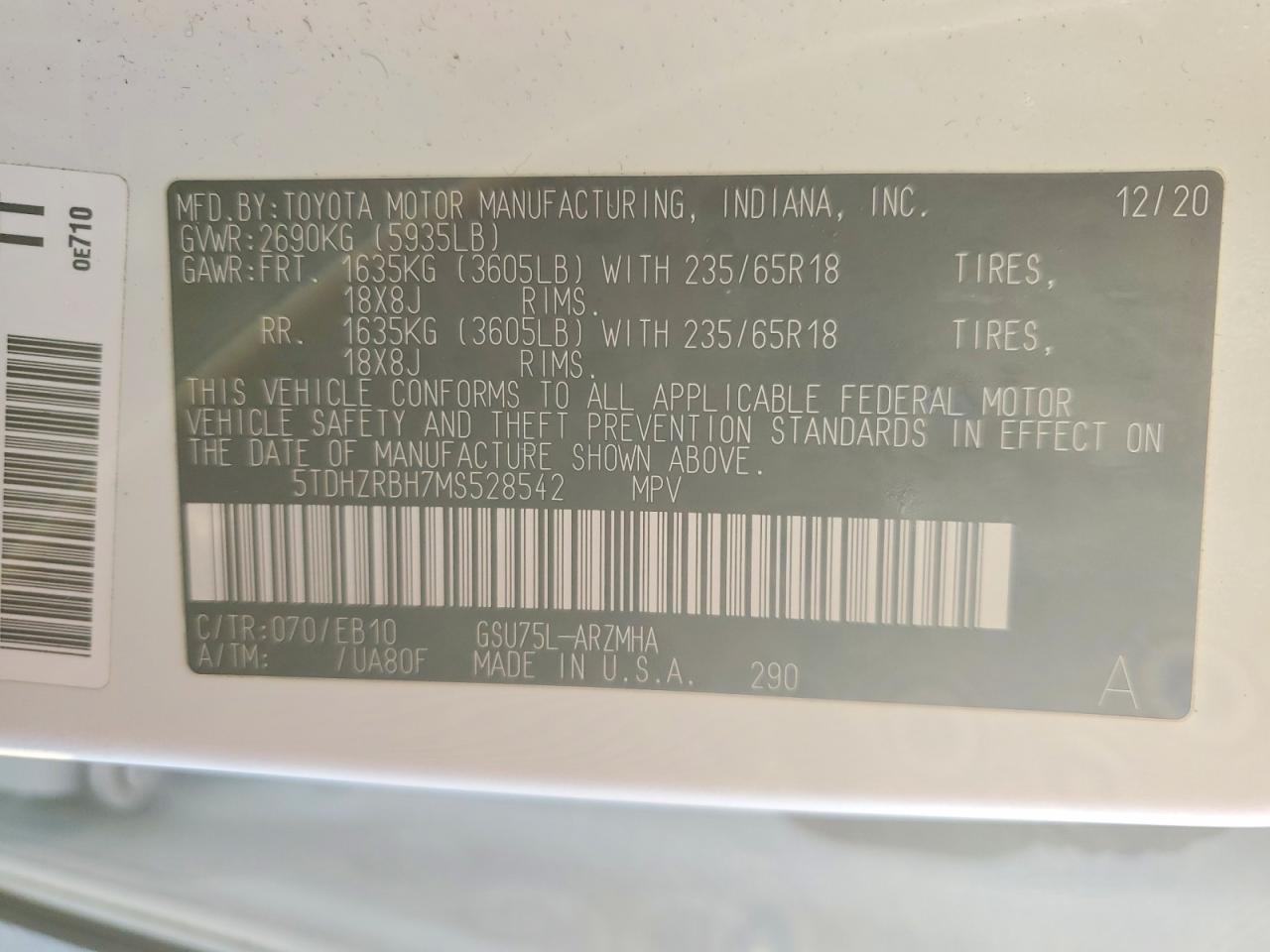 2021 TOYOTA HIGHLANDER XLE photo 13