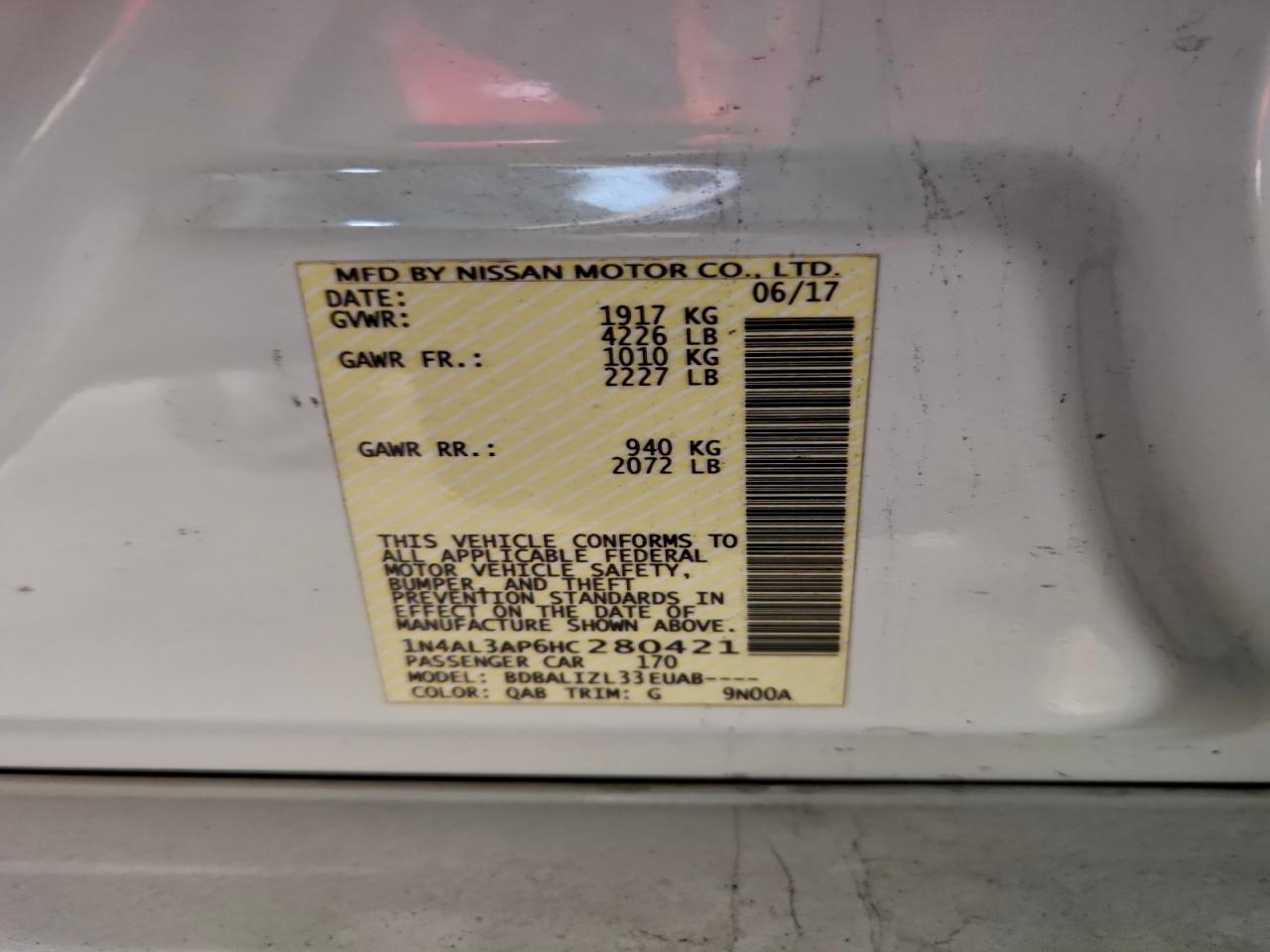 2017 NISSAN ALTIMA 2.5 photo 12
