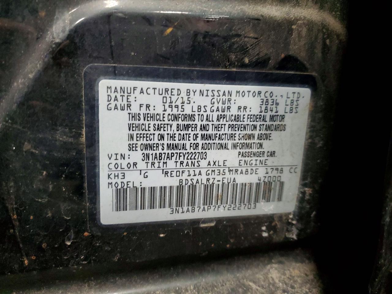 2015 NISSAN SENTRA S photo 13