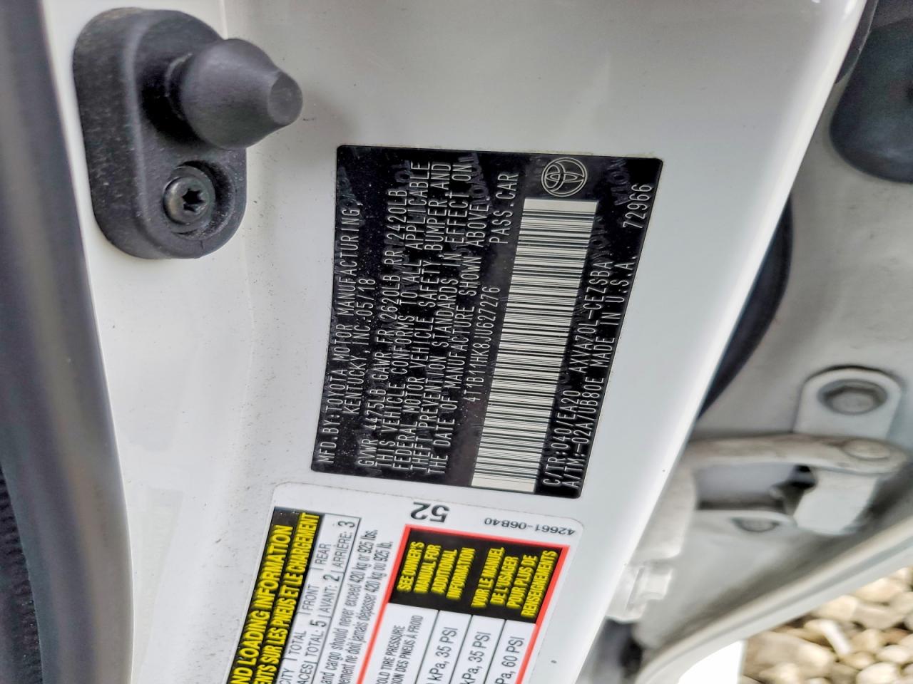 2018 TOYOTA CAMRY L photo 12