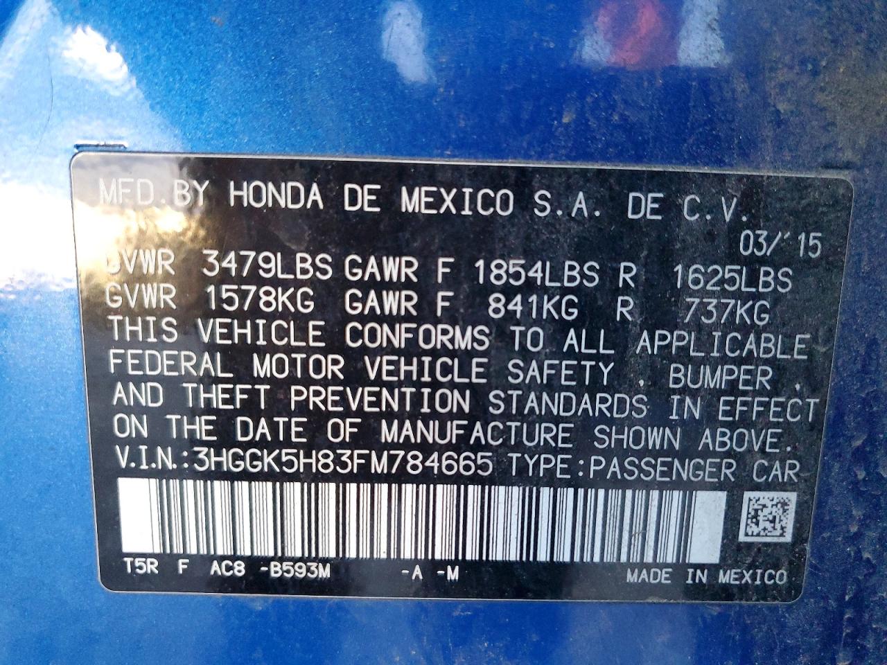2015 HONDA FIT EX photo 12