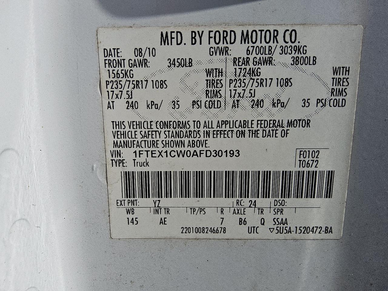 2010 FORD F150 SUPER CAB photo 12