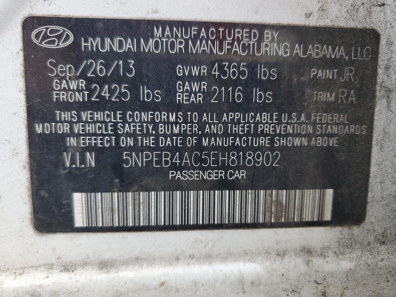 2014 HYUNDAI SONATA GLS photo 12