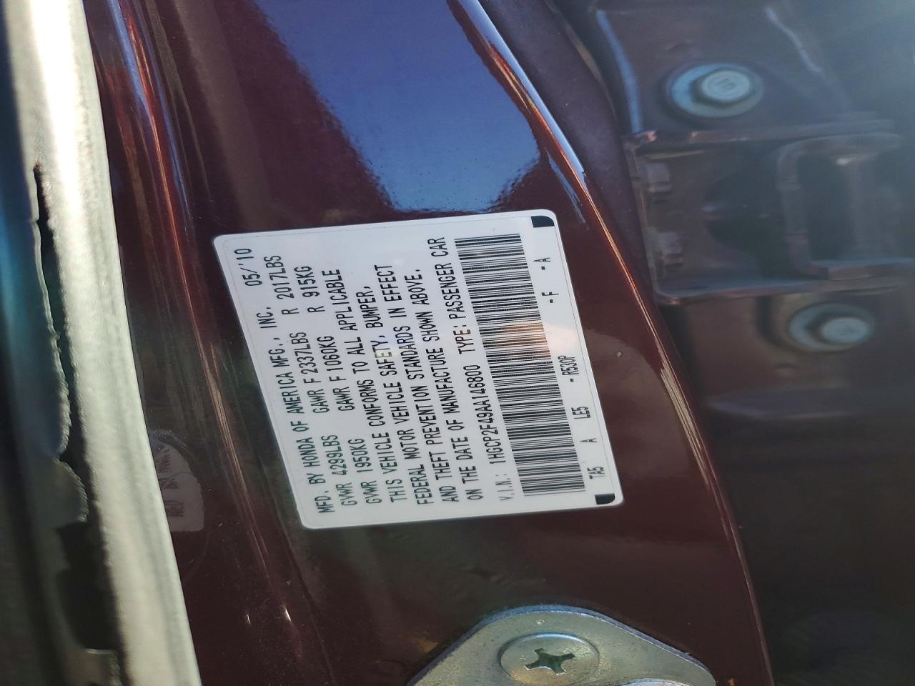 2010 HONDA ACCORD LXP photo 12