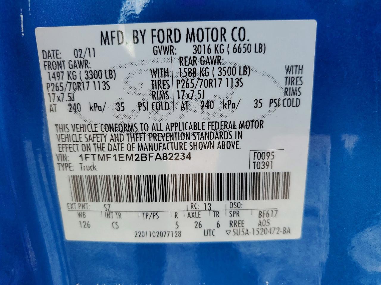 2011 FORD F150 photo 12