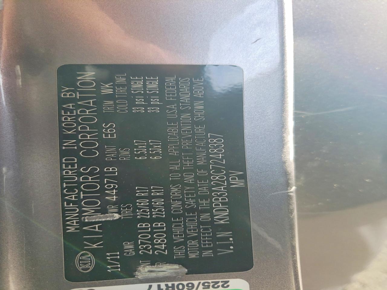 2012 KIA SPORTAGE BASE photo 13