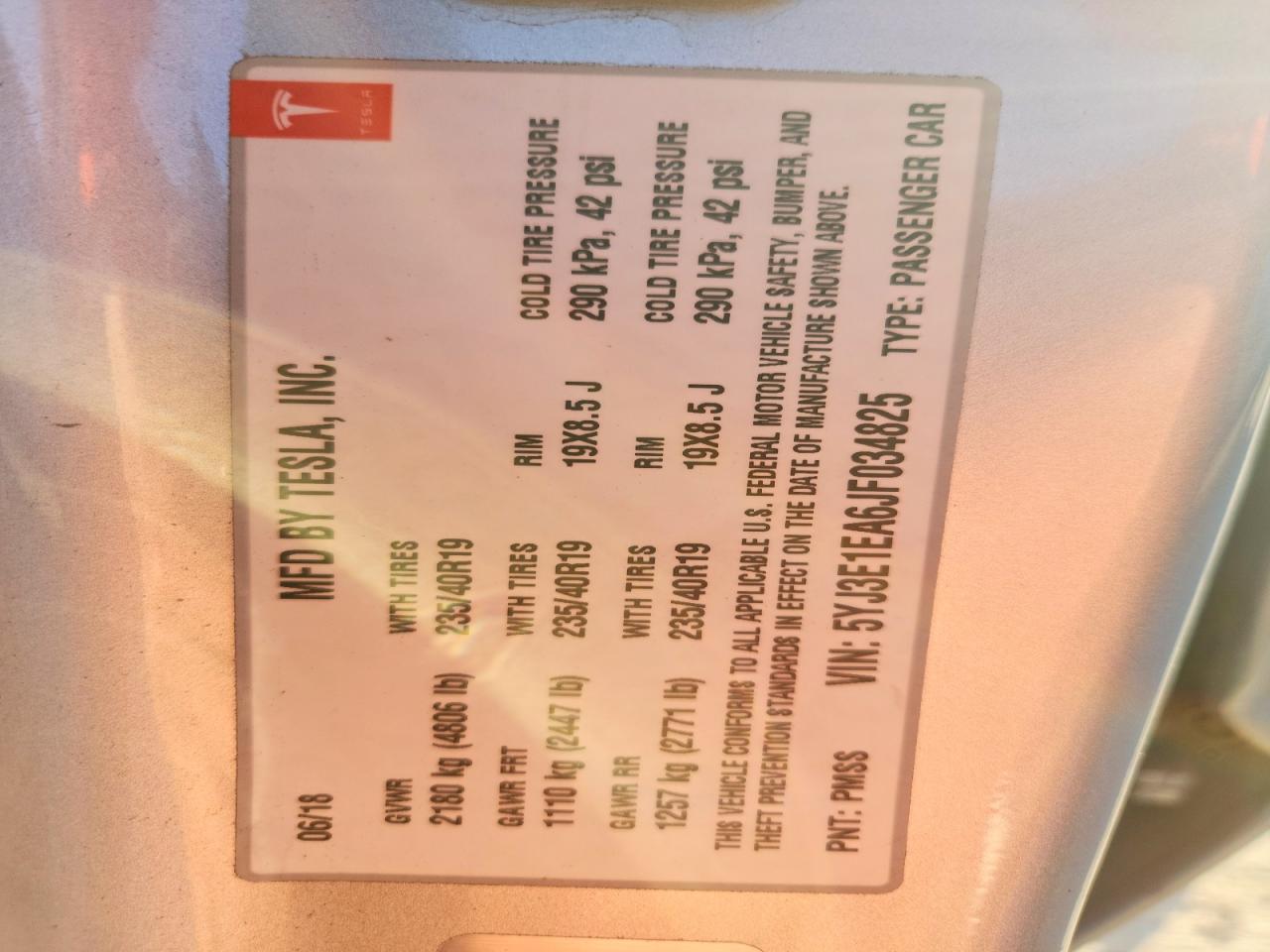 2018 TESLA MODEL 3 photo 12