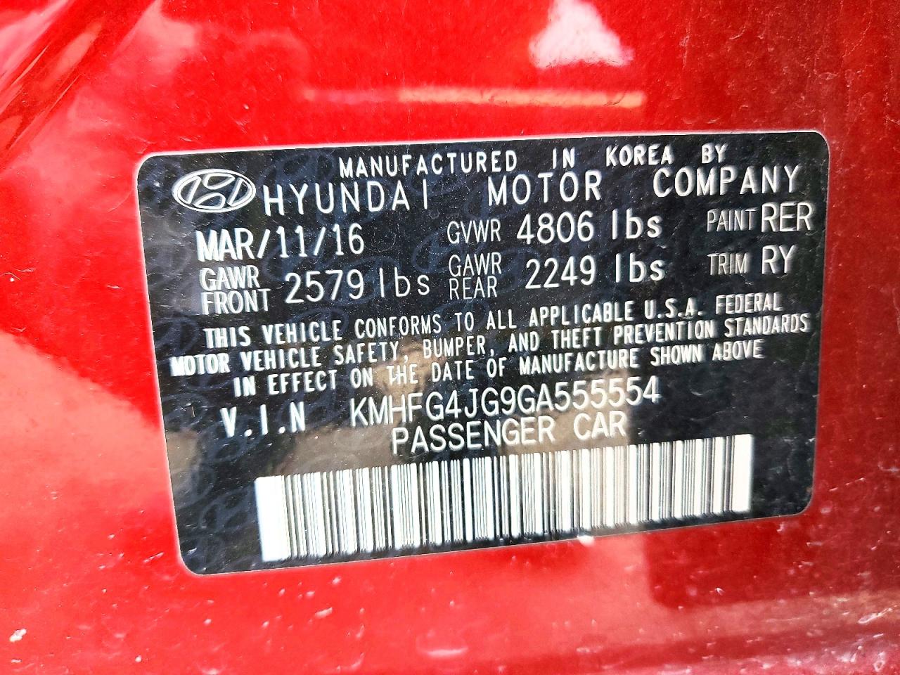 2016 HYUNDAI AZERA photo 27
