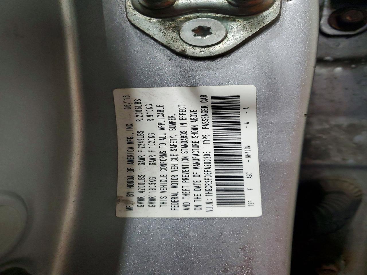 2015 HONDA ACCORD LX photo 12