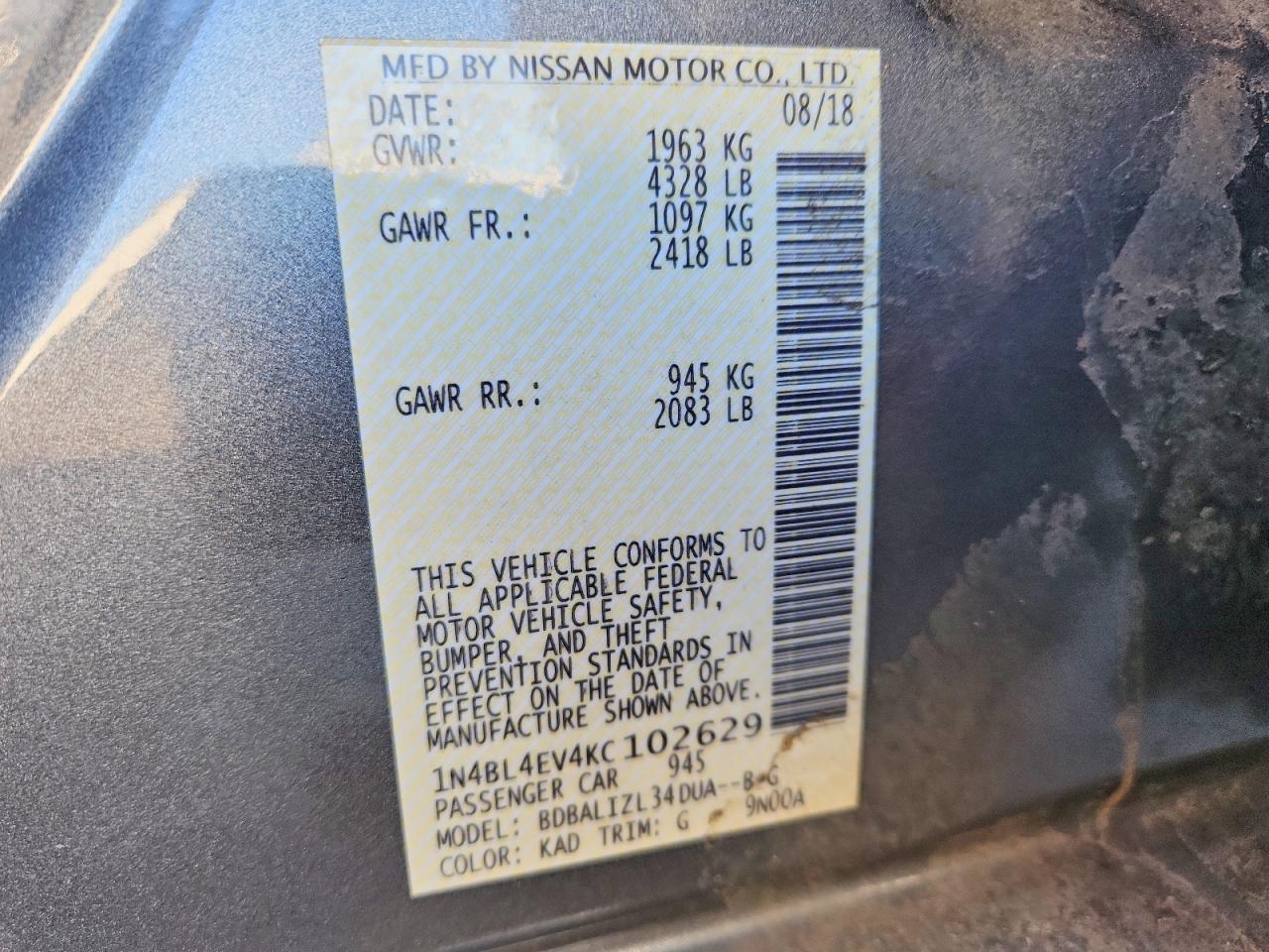 2019 NISSAN ALTIMA 2.5 SL photo 25