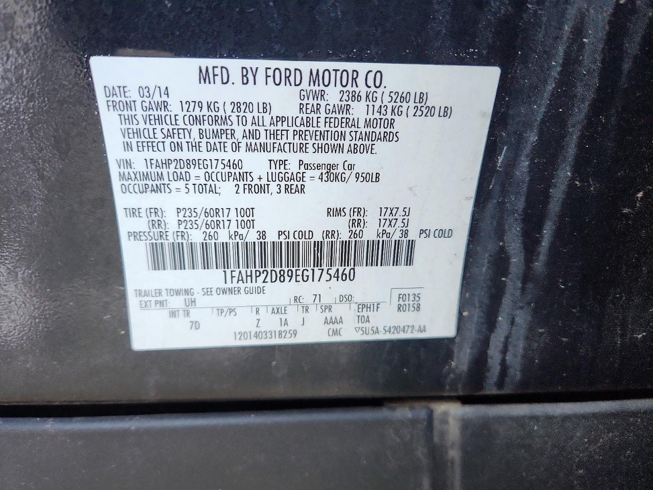 2014 FORD TAURUS SE photo 12