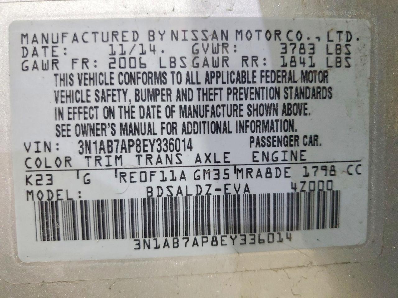 2014 NISSAN SENTRA SV photo 23