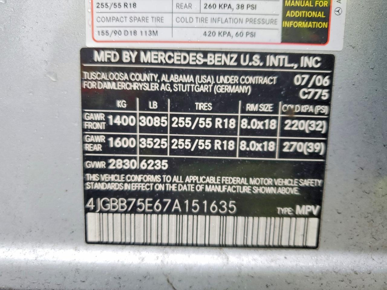 2007 MERCEDES-BENZ ML 500 photo 13