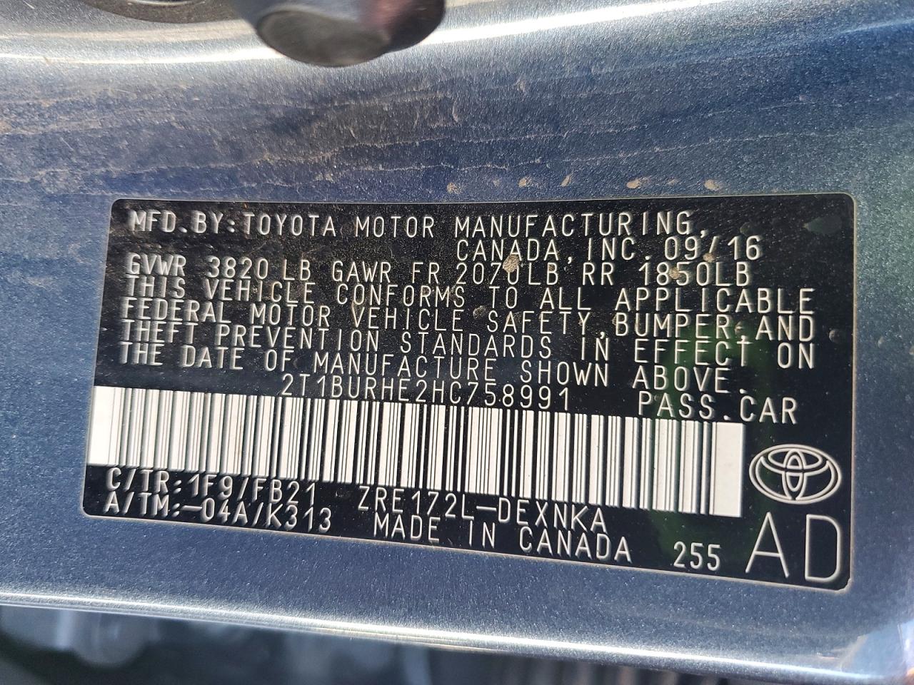 2017 TOYOTA COROLLA L photo 13