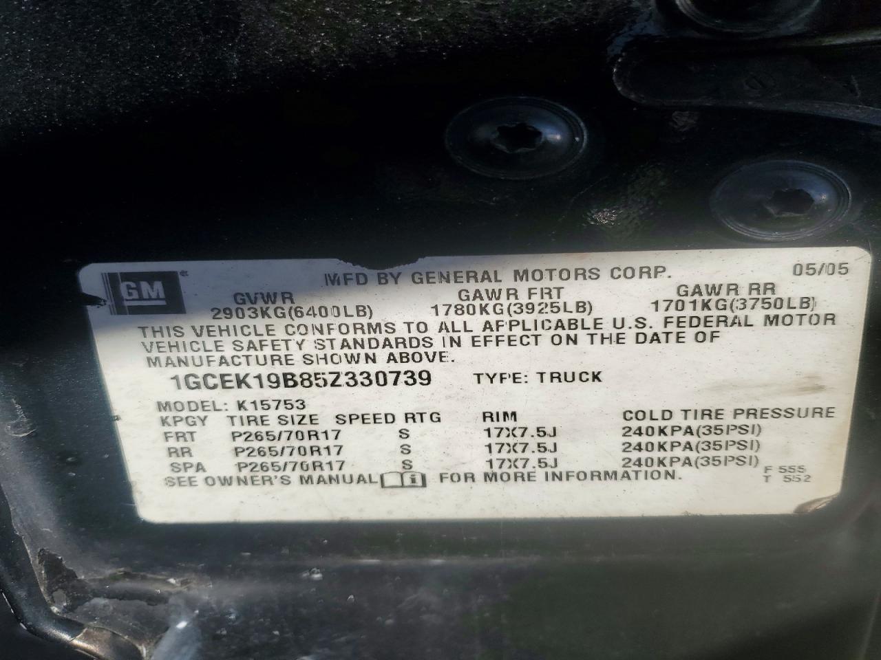 2005 CHEVROLET SILVERADO K1500 photo 12