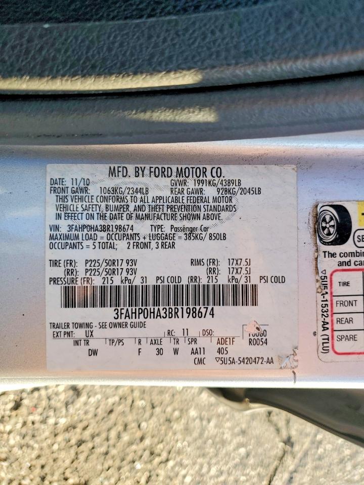 2011 FORD FUSION SE photo 12