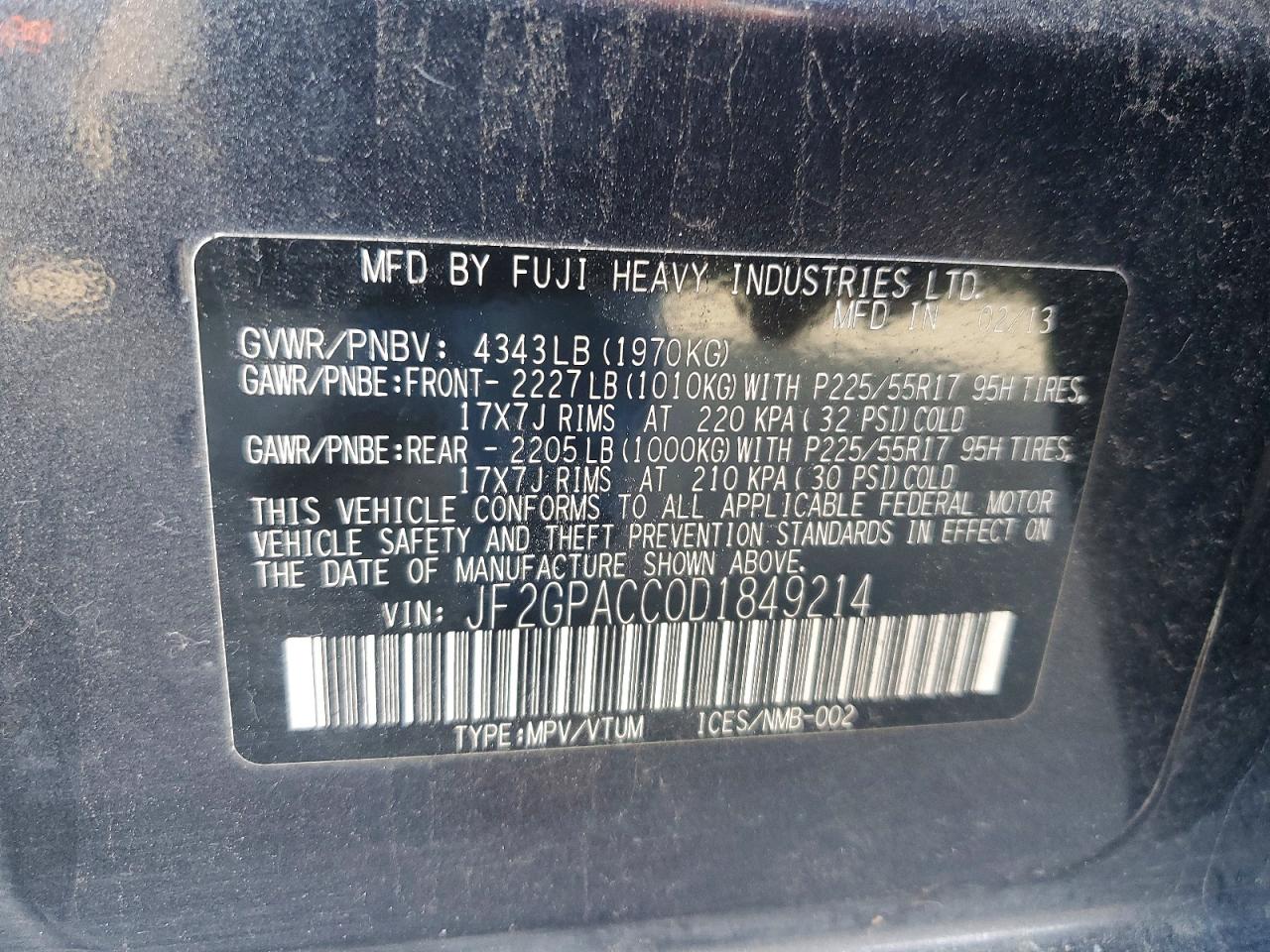 2013 SUBARU XV CROSSTREK photo 12