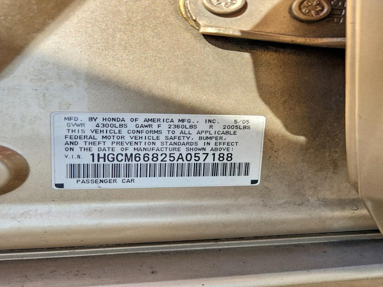 2005 HONDA ACCORD EX photo 12