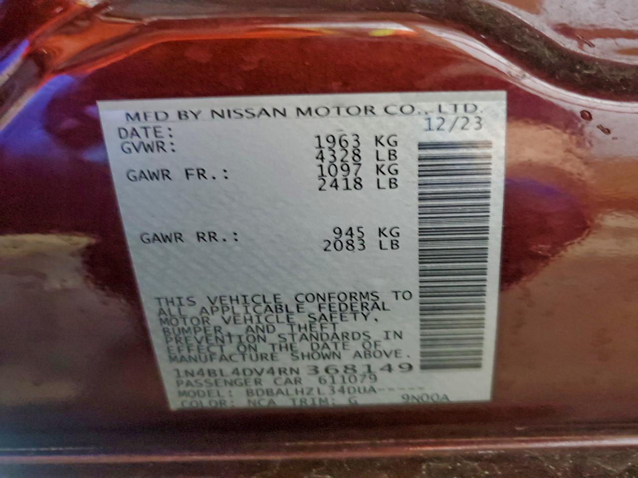 2024 NISSAN ALTIMA SV photo 12
