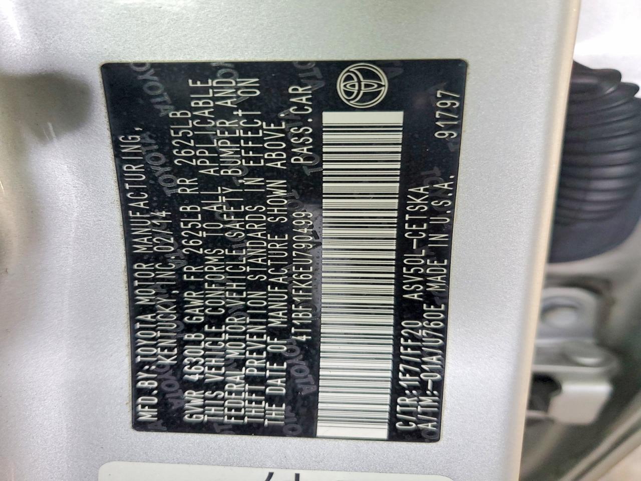 2014 TOYOTA CAMRY L photo 12