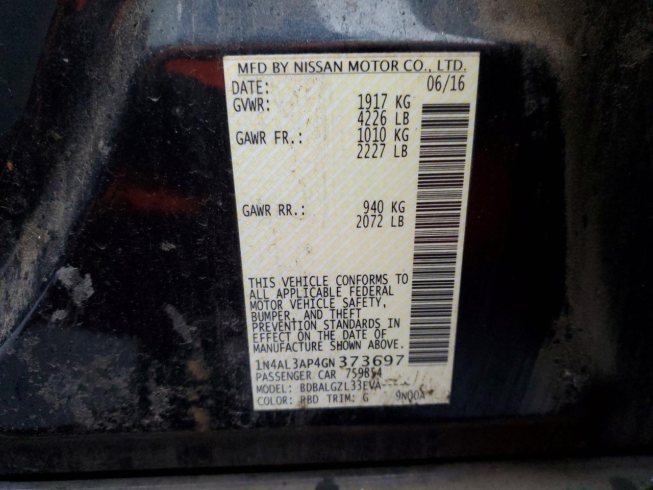 2016 NISSAN ALTIMA 2.5 S photo 12