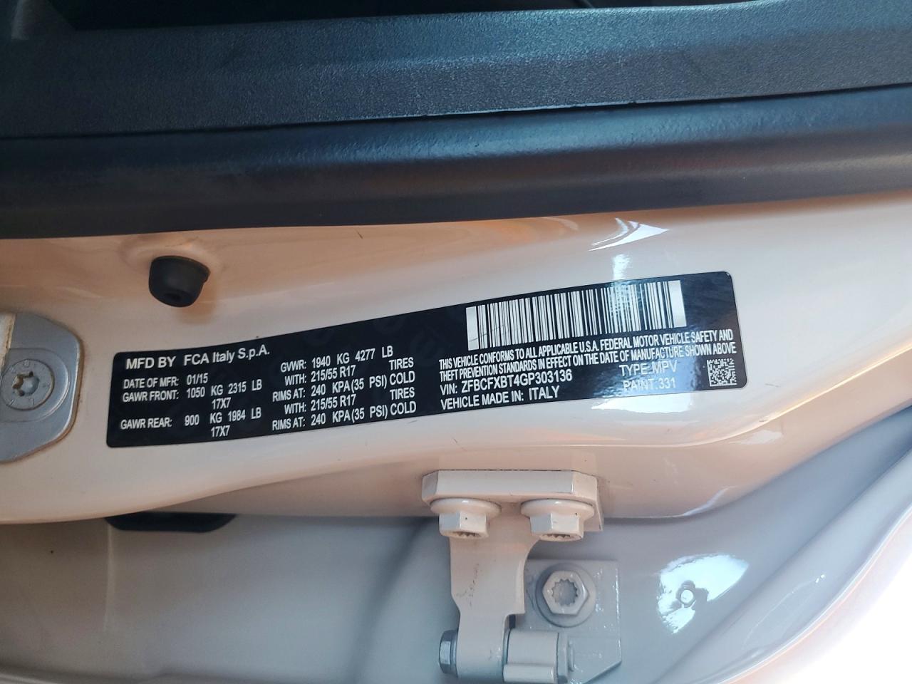 2016 FIAT 500X EASY photo 14