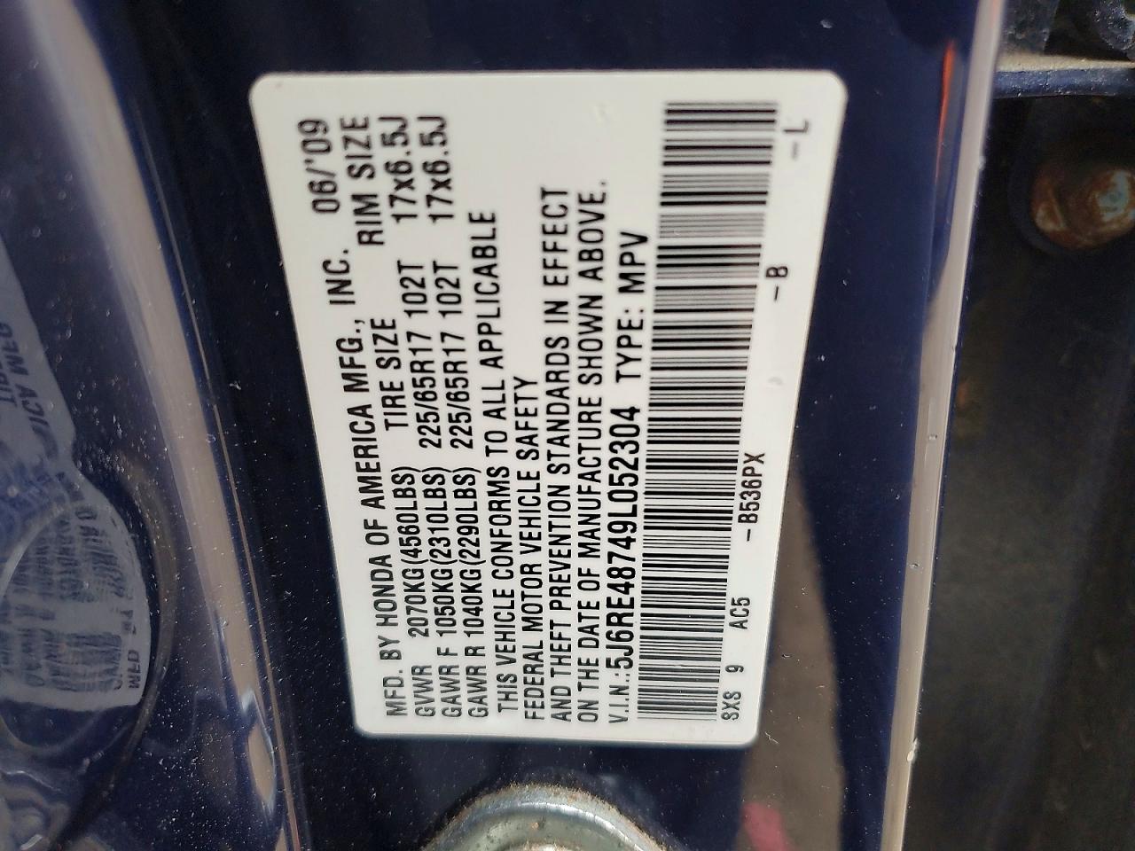 2009 HONDA CR-V EXL photo 14
