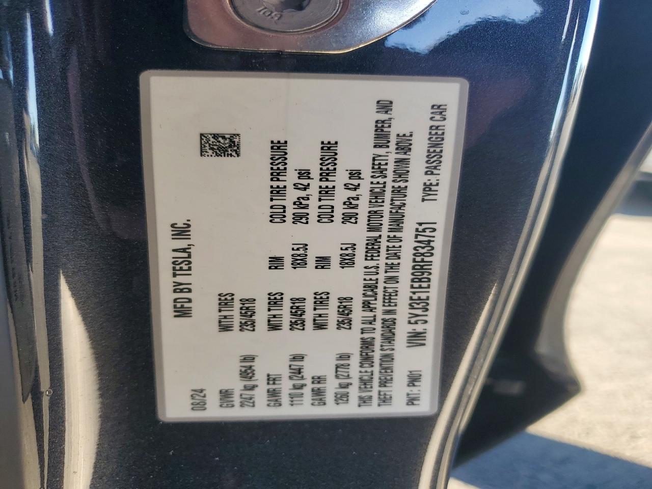 2024 TESLA MODEL 3 photo 23