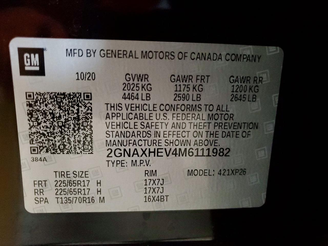 2021 CHEVROLET EQUINOX photo 12