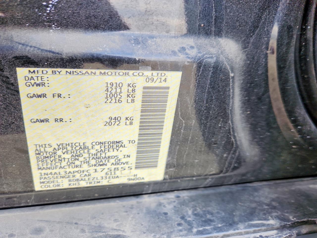 2015 NISSAN ALTIMA 2.5 photo 12