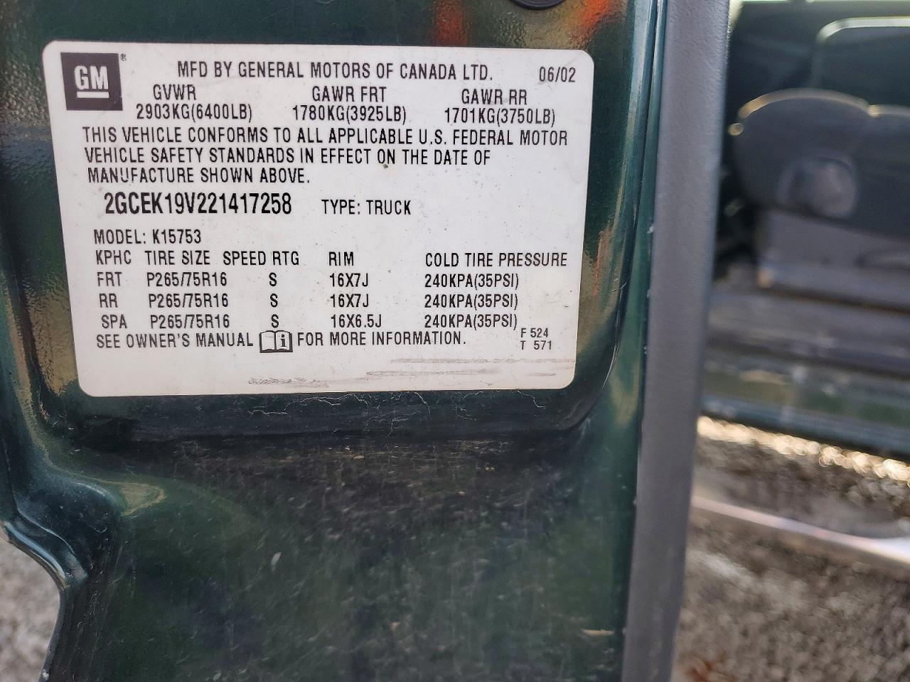 2002 CHEVROLET SILVERADO K1500 photo 12