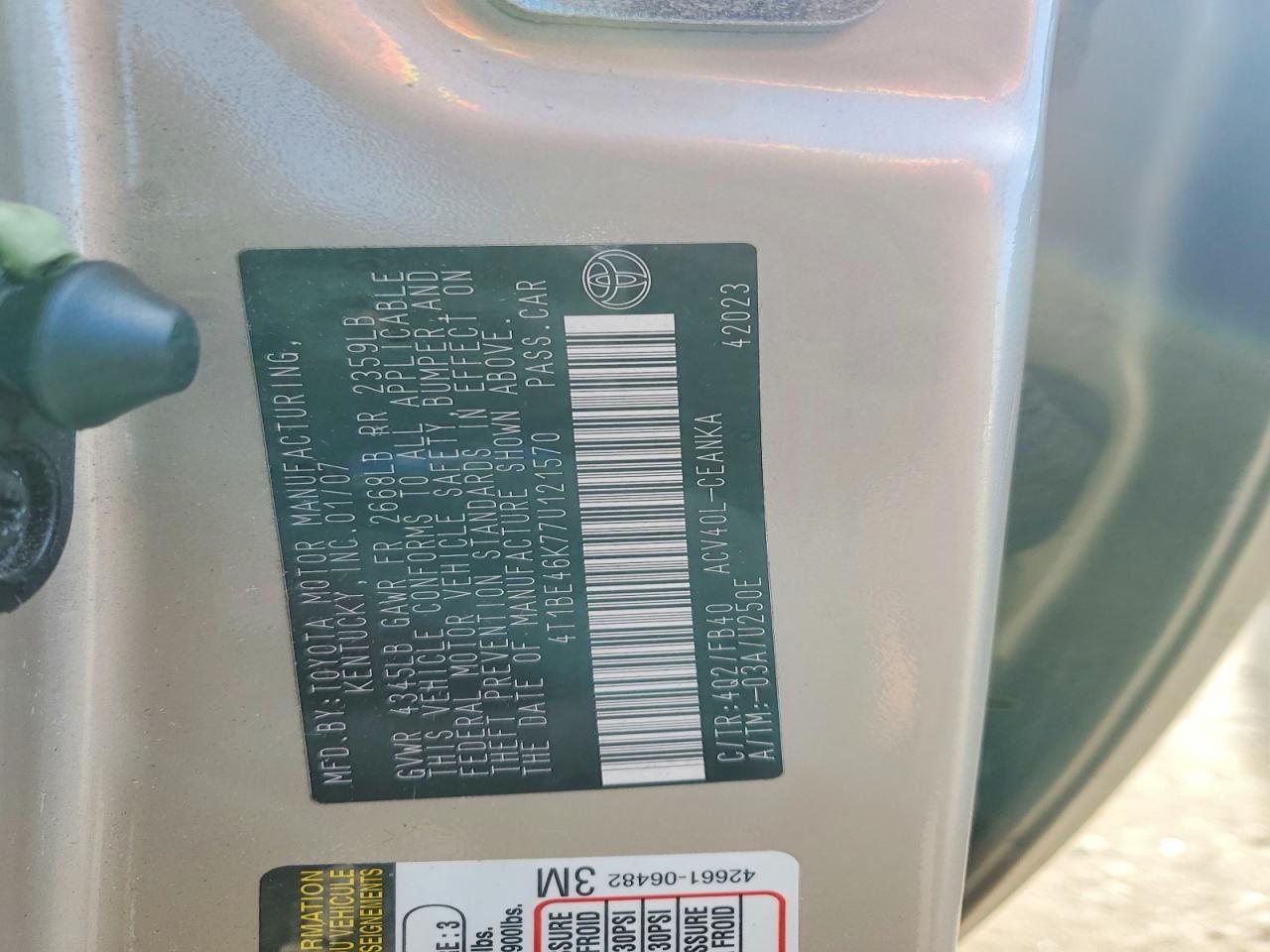 2007 TOYOTA CAMRY photo 12