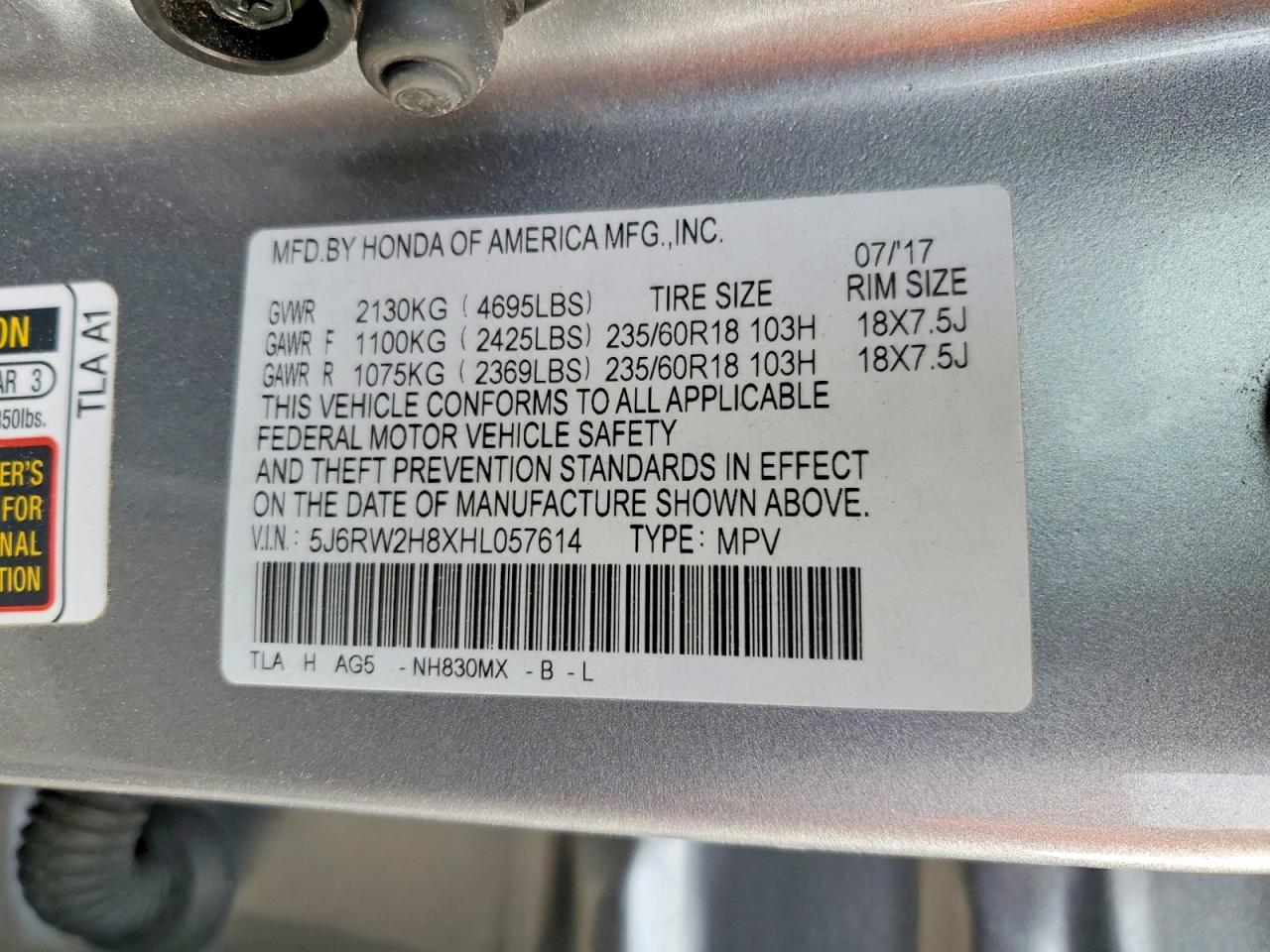 2017 HONDA CR-V EXL photo 14