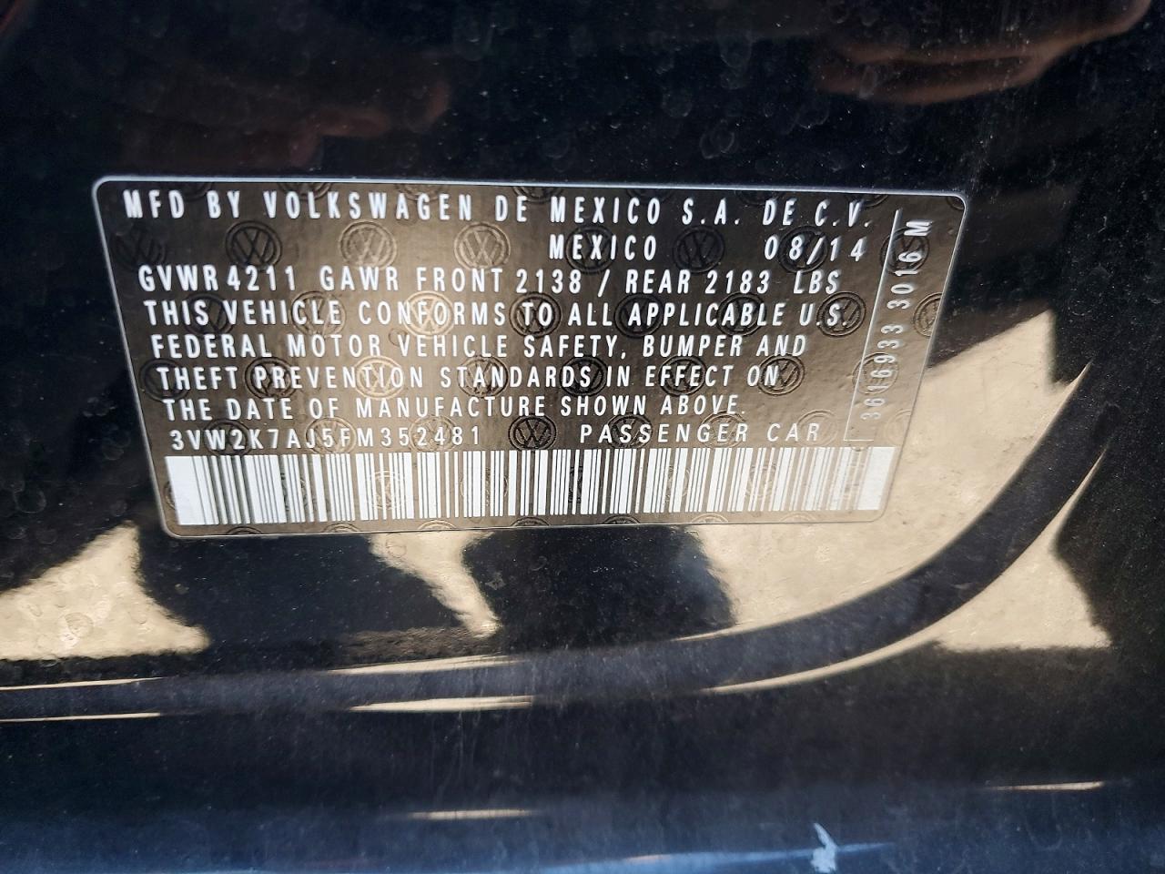 2015 VOLKSWAGEN JETTA BASE photo 13