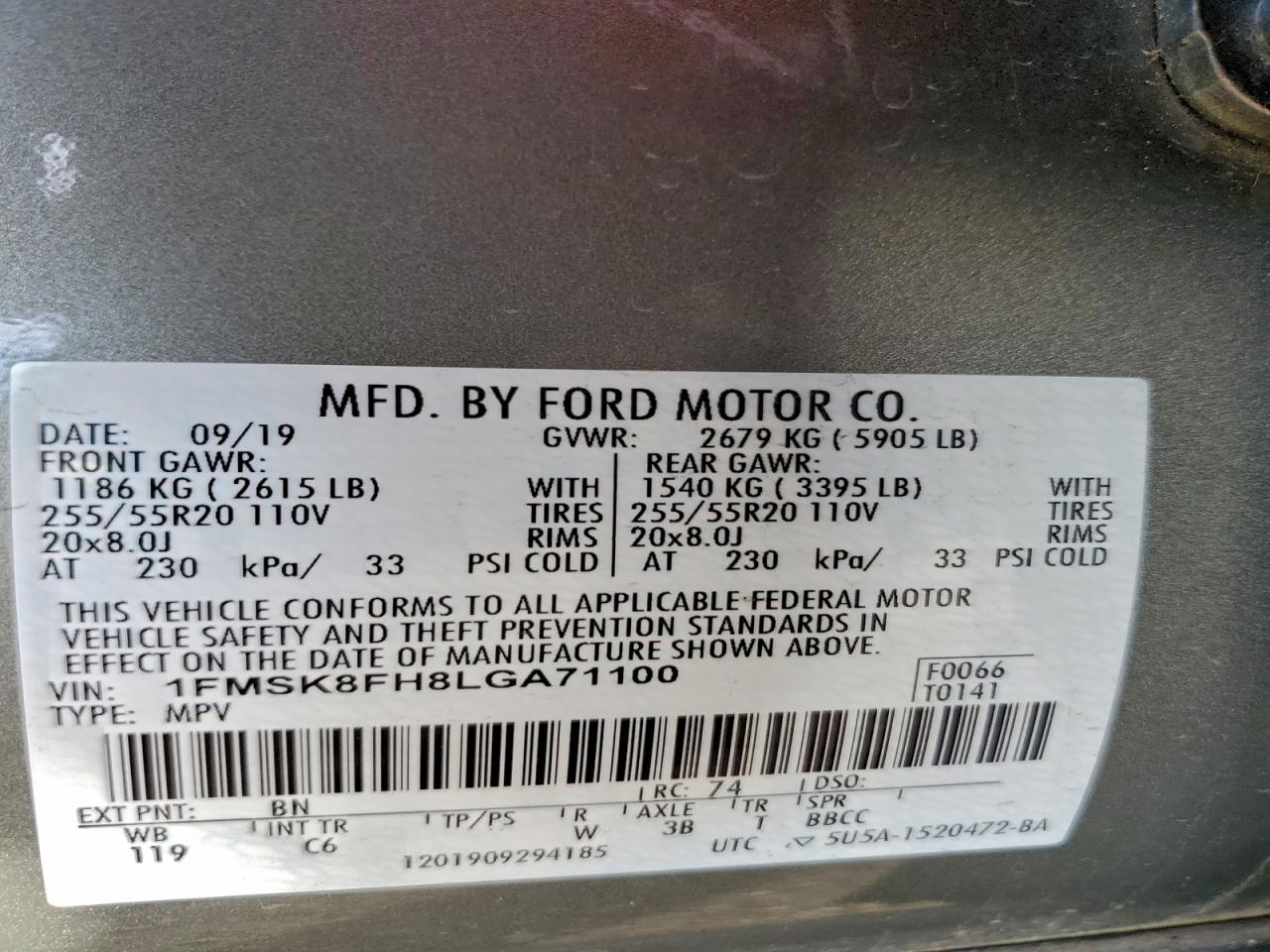 2020 FORD EXPLORER LIMITED photo 14
