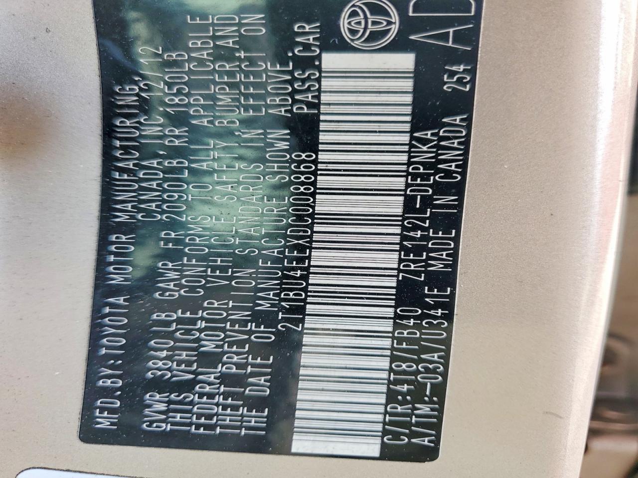 2013 TOYOTA COROLLA BASE photo 13