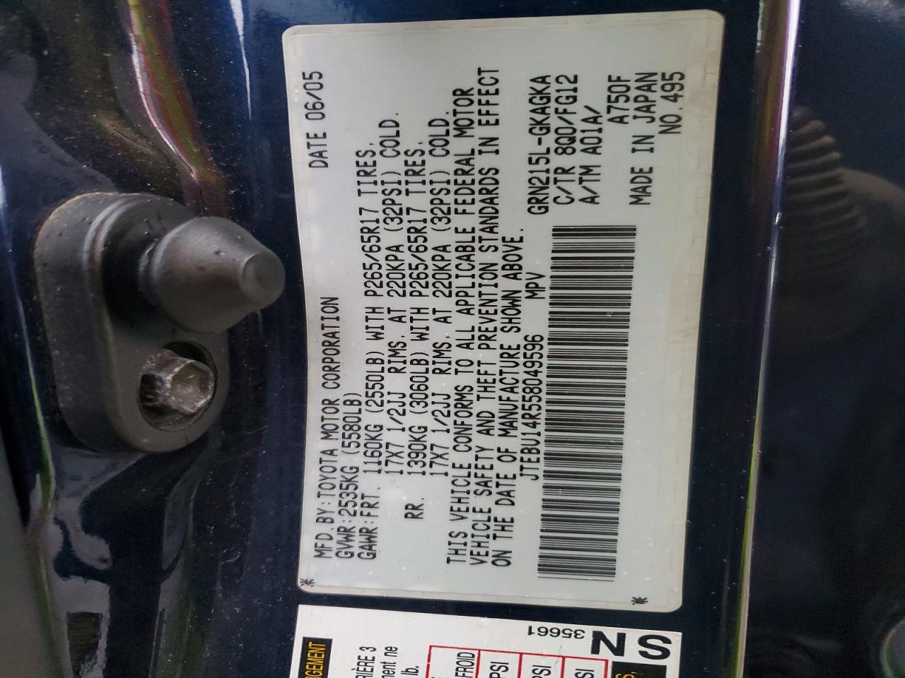 2005 TOYOTA 4RUNNER SR5 photo 13