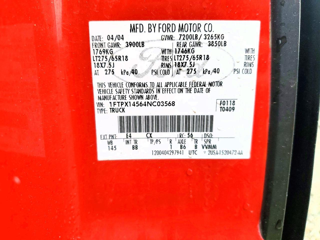 2004 FORD F150 photo 12